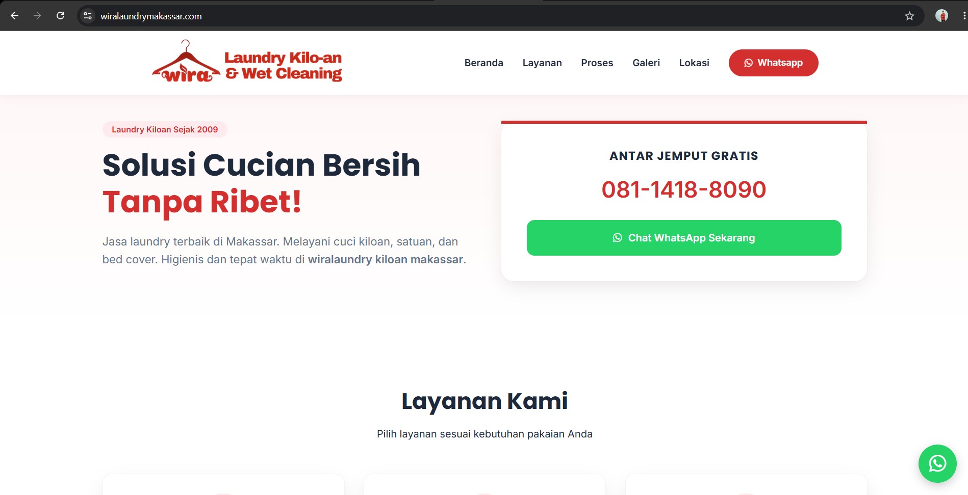 Screenshot Wira Laundry